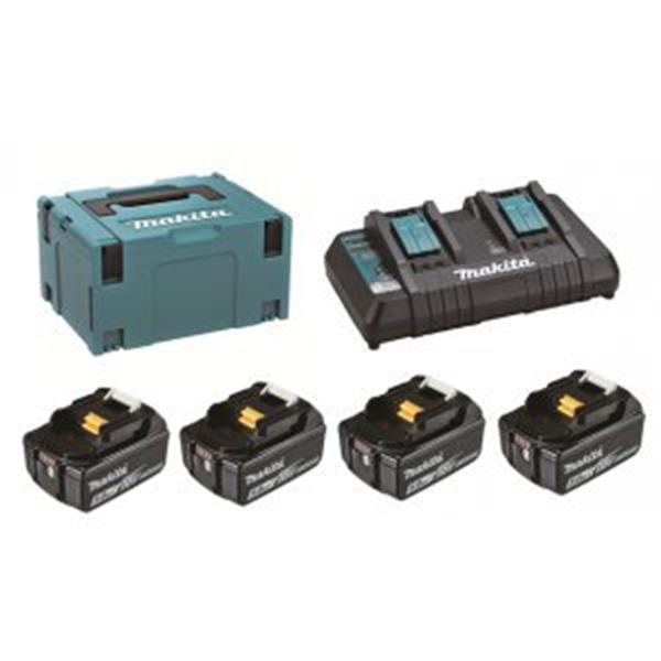 Makita 197626-8 - Sada 4x akumulátorů BL1850B (Li-ion) 18V 5.0 Ah + nabíječka DC18RD