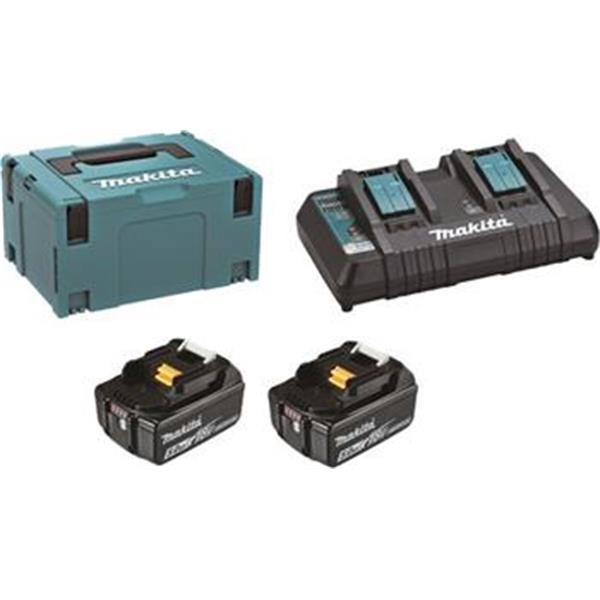 Makita 197629-2 - Sada 2x akumulátorů BL1850B (Li-ion) 18V 5.0 Ah + 1x nabíječka DC18RD + 1x Makpac