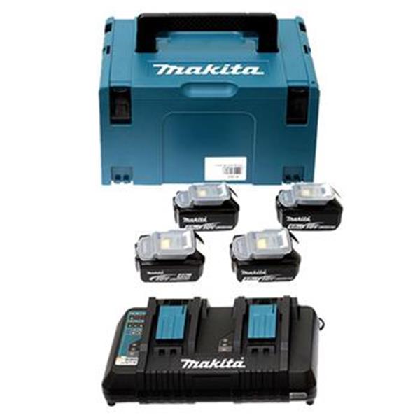 Makita 198091-4 - Sada 4x akumulátorů LXT BL1860B (Li-ion) 18V 6.0 Ah + nabíječka DC18RD