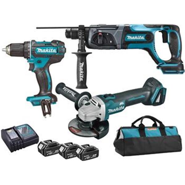 Makita DLX3078TX1 - Sada akumulátorových strojů 18V Li-Ion - DGA504 + DHR241 + DDF482